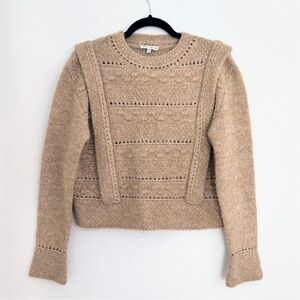 ANTHROPOLOGIE MOON RIVER taupe pink tan chunky warm sweater xs